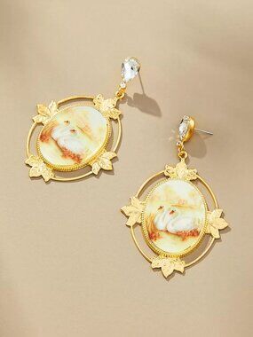 Anthropologie The Pink Reef Vintage Cameo Earrings